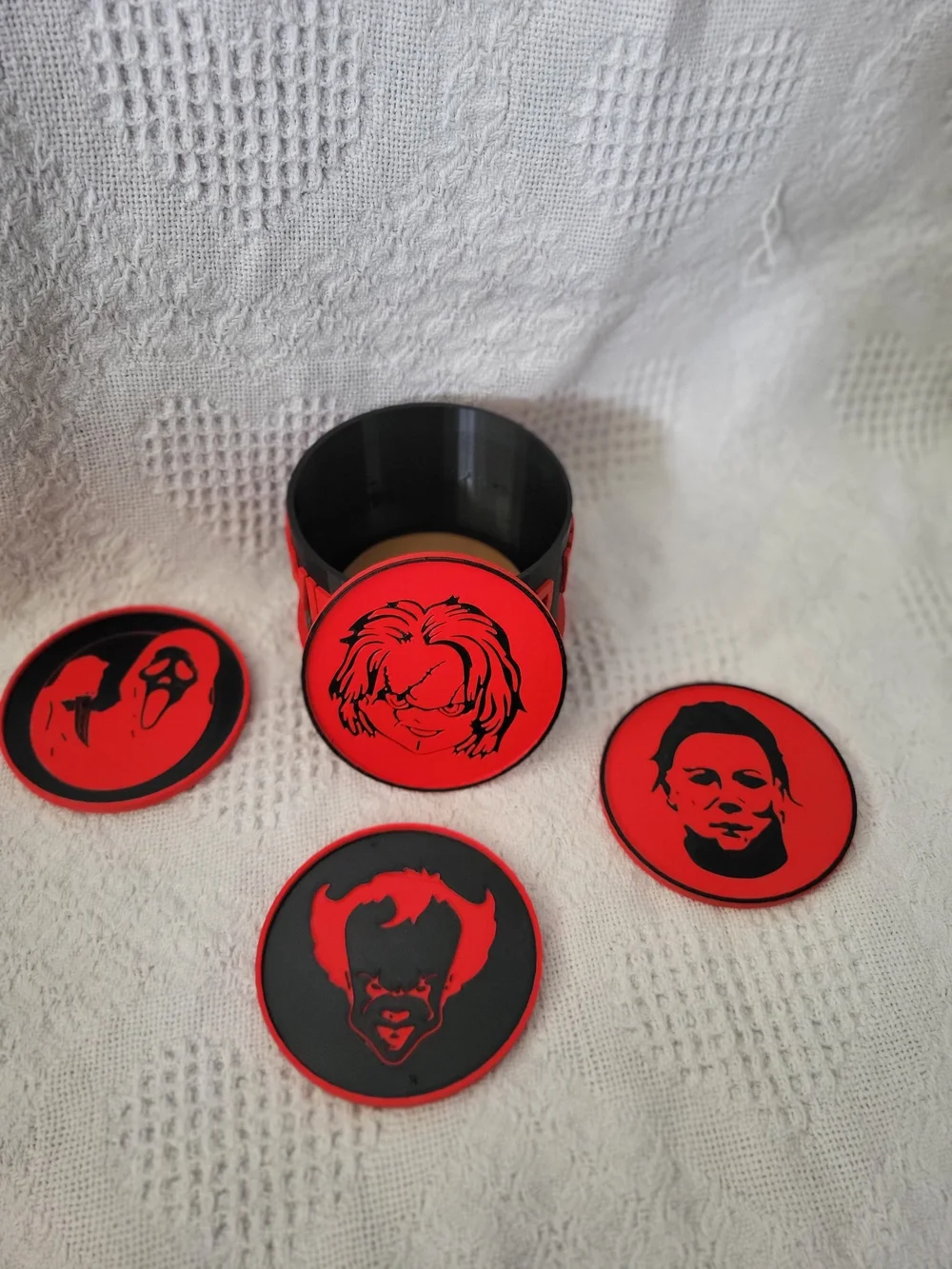 Horror Movie Coaster Set - Black & Red